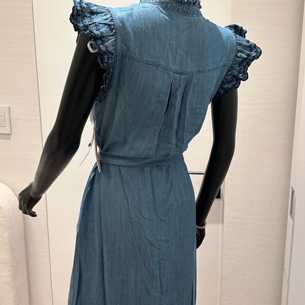 Nanette Lepore Chambray Button-Front Midi Dress in Denim Blue - Picture 4 of 7